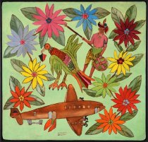 Alexandre Gregoire - Composition with Flowers, an Airplane, a Bird and an I