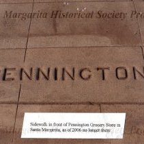 Pennington's Store name in pavement
