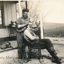 Bill Epperly getting a shave from Bob Garcia at Carrisa Plains