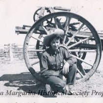 Rebecca Epperly in front of a big wheel