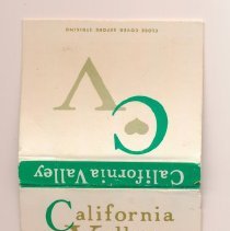 California Valley matchbook