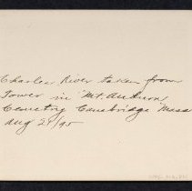 View of Charles River taken from Tower in Mt. Auburn Cemetery.