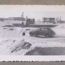 Man with car, Winter view, 1948