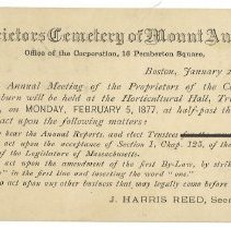 Postal Card - Annual Meeting, 1877