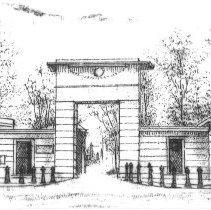 Gateway to Mt. Auburn detail from souvenir teacup