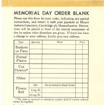 Memorial Day Decorations, Order Blank