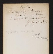 Envelope for Letter from Thomas M. Brewer