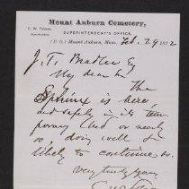 Letter, Folsom to Bradlee re: Sphinx.