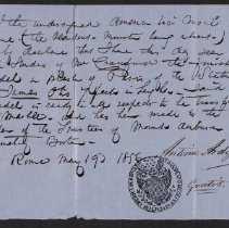 1856 Certificate from the American Consul in Rome