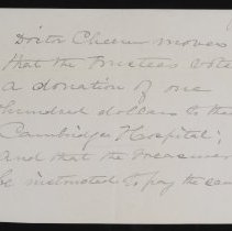 Cambridge Hospital memo, 1904.