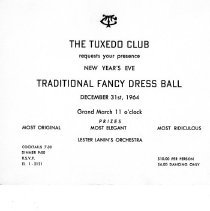 Invitation Tuxedo Club Traditional Fancy Dress Ball