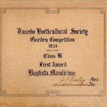 Award from Tuxedo Hortiicultural Society