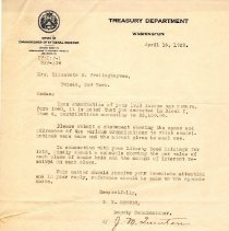 Letter from the Treasury Department