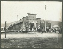 Miners's Union Hall with crowds during 4th of July celebration