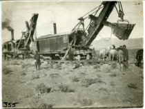 Steam shovel working on Truckee-Carson Reclamation Project in Carson Sink
