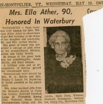 Mrs. Ella Ather, 90, Honored in Waterbury