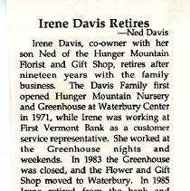 Irene Davis Retires