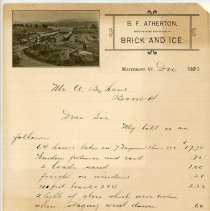 B.F. Atherton 1903 bill to A.B. Lowe of Barre