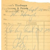 Warren Hardware Receipts 1954-1966