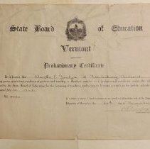 Bertha E. Joslyn's Probationary Certificate to teach