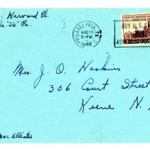 Atkins, Royal - to Mrs. J.O. Haskins, Keene, NH