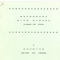 Waterbury High School Class of 1939 50th Reunion Booklet