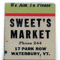 Sweet's Market Matchbook