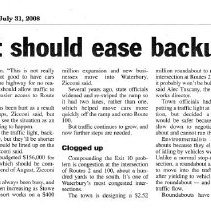 "Traffic Light Should Ease Backups Off I-89" - newspaper article