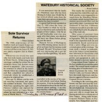 Sevene, Earl - Newspaper Article - Sole Survivor Returns