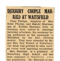 Sherman Families - Marriage of Vaun Phillips & Harold Sherman article