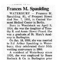 Spaulding Family - Arthur & Frances - Obituary for Frances Spaulding