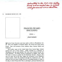 Spaulding Family - Arthur & Frances - Article on Frances Picard Spaulding