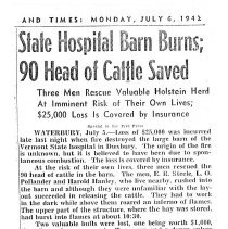 Vermont State Hospital Barn Fire