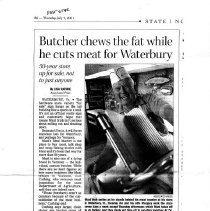 Irish, Max - "Butcher chews the fat while he cuts meat for Waterbury"
