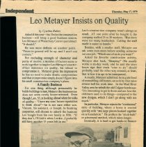 "Leo Metayer Insists On Quality"