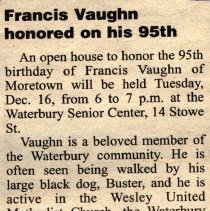"Francis Vaughn honored on his 95th
