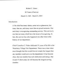 "Robert  C. Grace - 40 Years of Service - 3/9/1965 - 3/9/2005