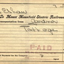 Payment Receipts to Mount Mansfield Electric Railroad