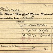 Payment Receipts to Mount Mansfield Electric Railroad