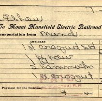 Payment Receipts to Mount Mansfield Electric Railroad