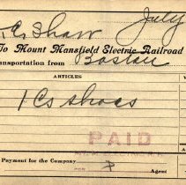 Payment Receipts to Mount Mansfield Electric Railroad