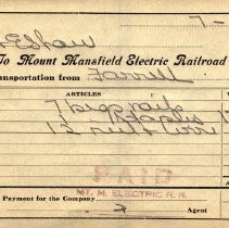 Payment Receipts to Mount Mansfield Electric Railroad