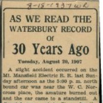 "As We Read The Waterbury Record of 30 Years Ago"