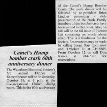 3 Newspaper articles about 60th Anniversary of Bomber Crash on Camel's Hump