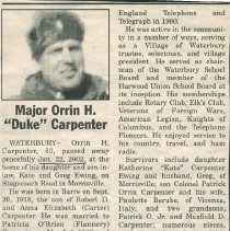 "Obituary - Major Orrin H. "Duke" Carpenter"