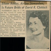 "Eileen Ashley, Airline Stewardess, Future Bride of David R. Chittick"