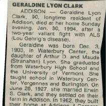 Clark, Geraldine L. - Obituary