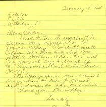 Letter to express appreciation for Mr. Coffey