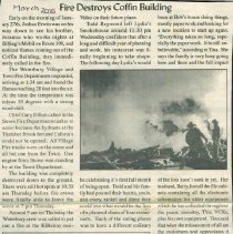 "Fire Destroys Coffin Building"