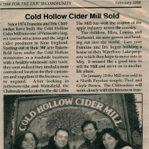 "Cold Hollow Cider Mill Sold"